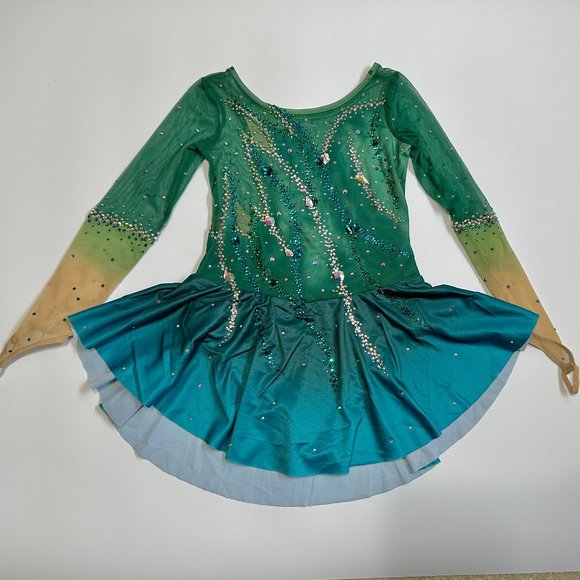 New Figure Skating Dress Size 10 (5~8T) with Hair Scrunchies (120~130cm) - Picture 1 of 11